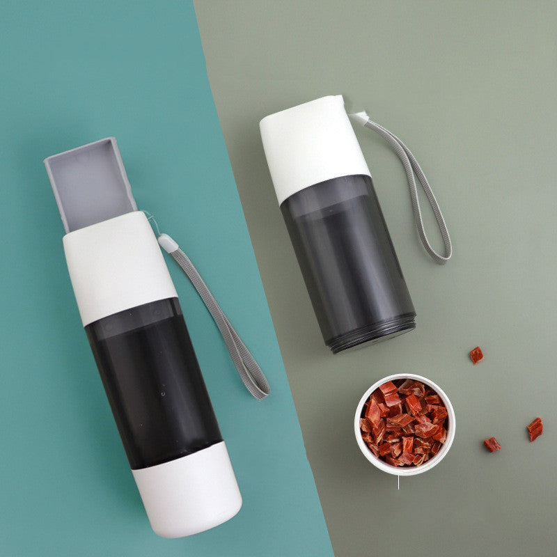 2-in-1 Portable Pet Water Bottle – 350ml Leak-Proof Bottle with Food Storage