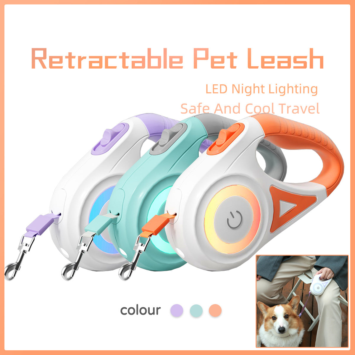 Retractable Dog Leash with Collar – 3M/5M Automatic No-Pull Pet Lead for Small, Medium & Large Dogs