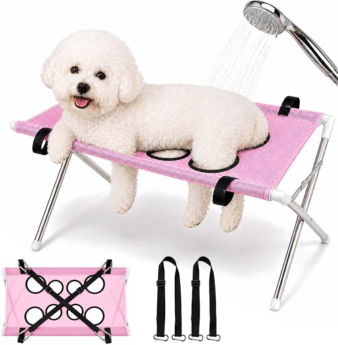 Foldable Pet Grooming Hammock Stand – Make Bath Time Easy for Dogs & Cats