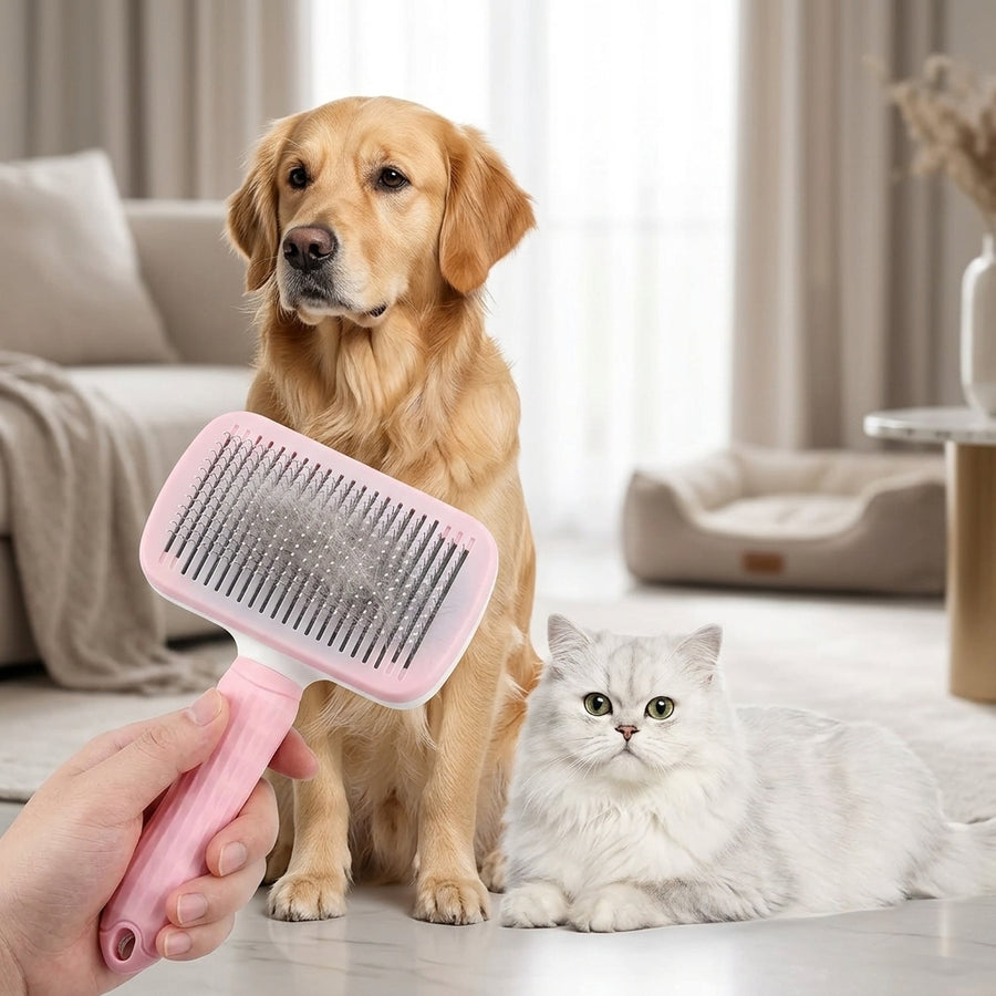 Self-Cleaning Pet Grooming Brush for Dogs & Cats