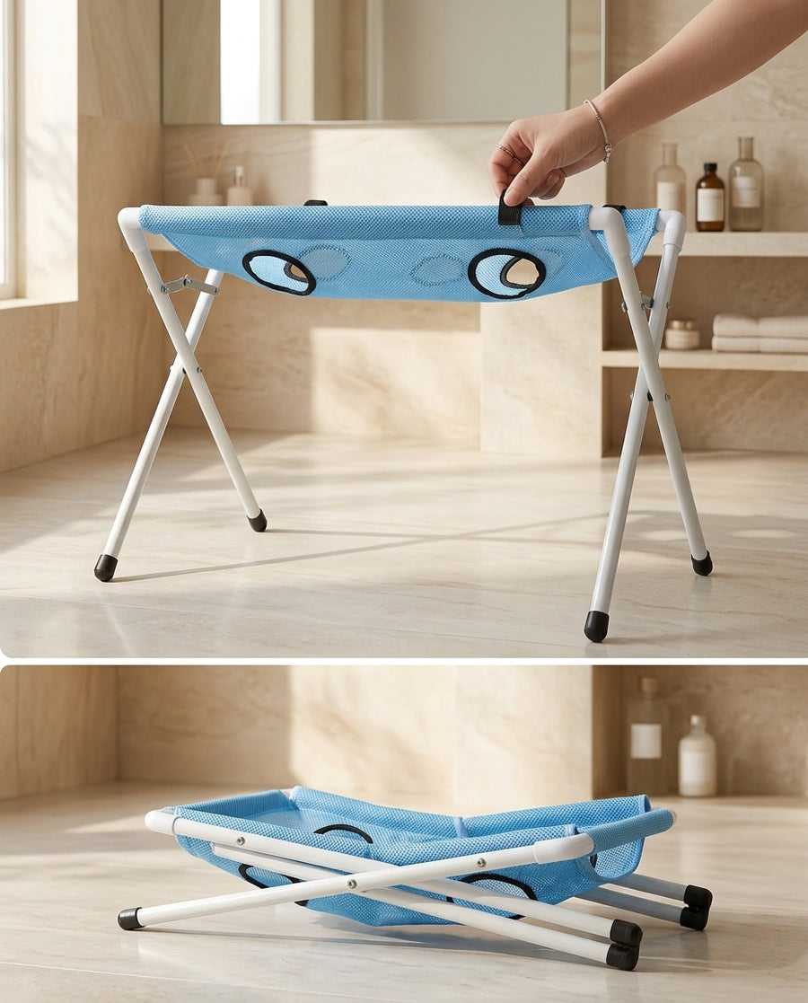 Foldable Pet Grooming Hammock Stand – Make Bath Time Easy for Dogs & Cats