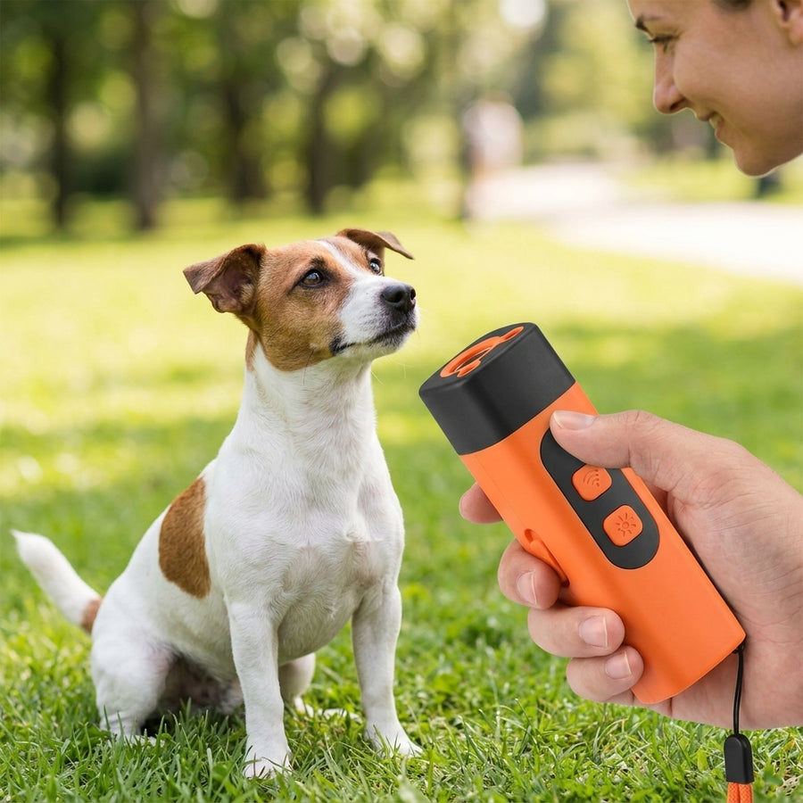 Rechargeable Ultrasonic Dog Repeller & Training Device with LED Flashlight