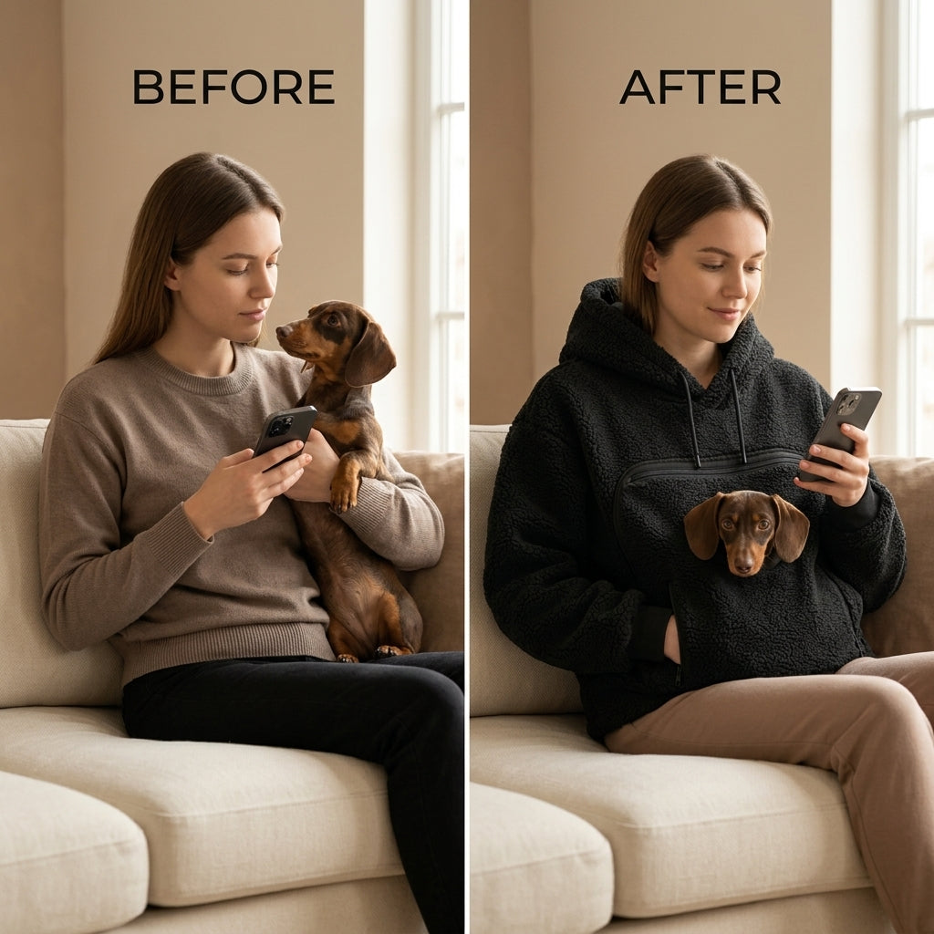 Pouch Hoodie for Dogs & Cats — Hands-Free Pet Carrier
