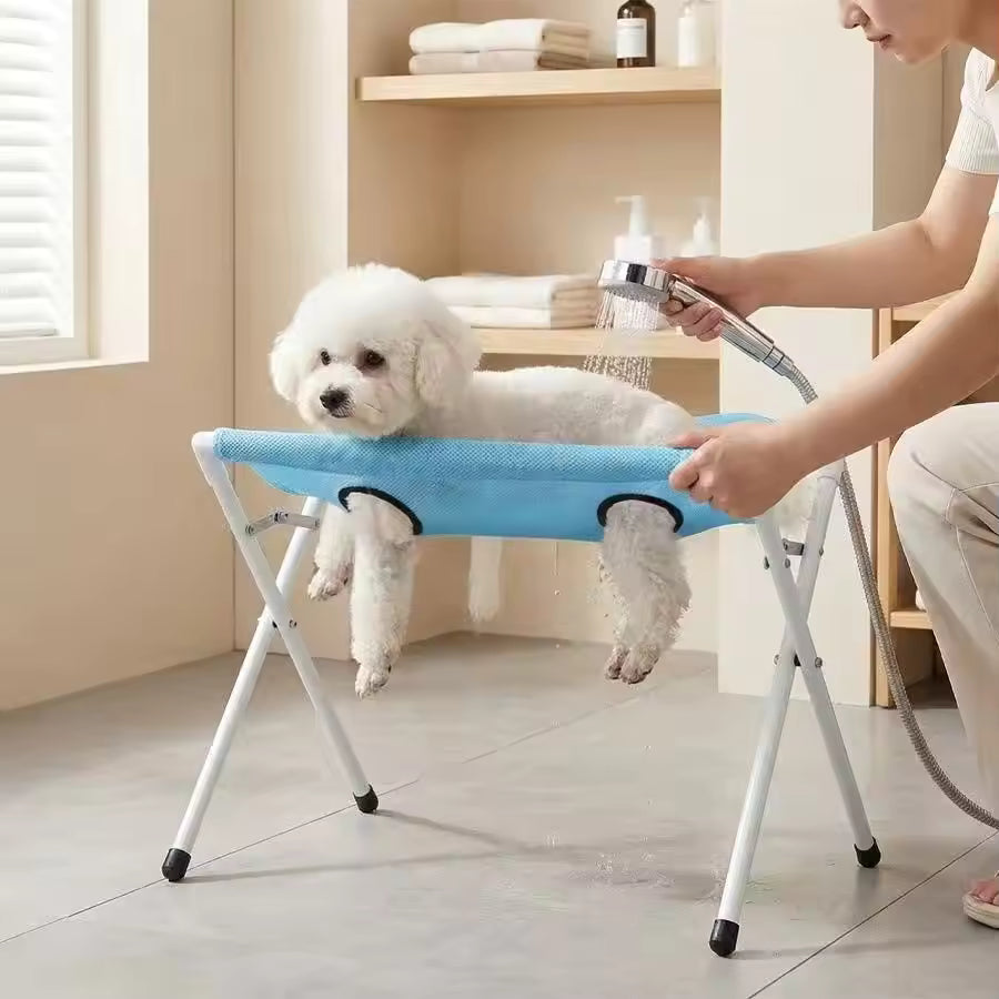 Foldable Pet Grooming Hammock Stand – Make Bath Time Easy for Dogs & Cats