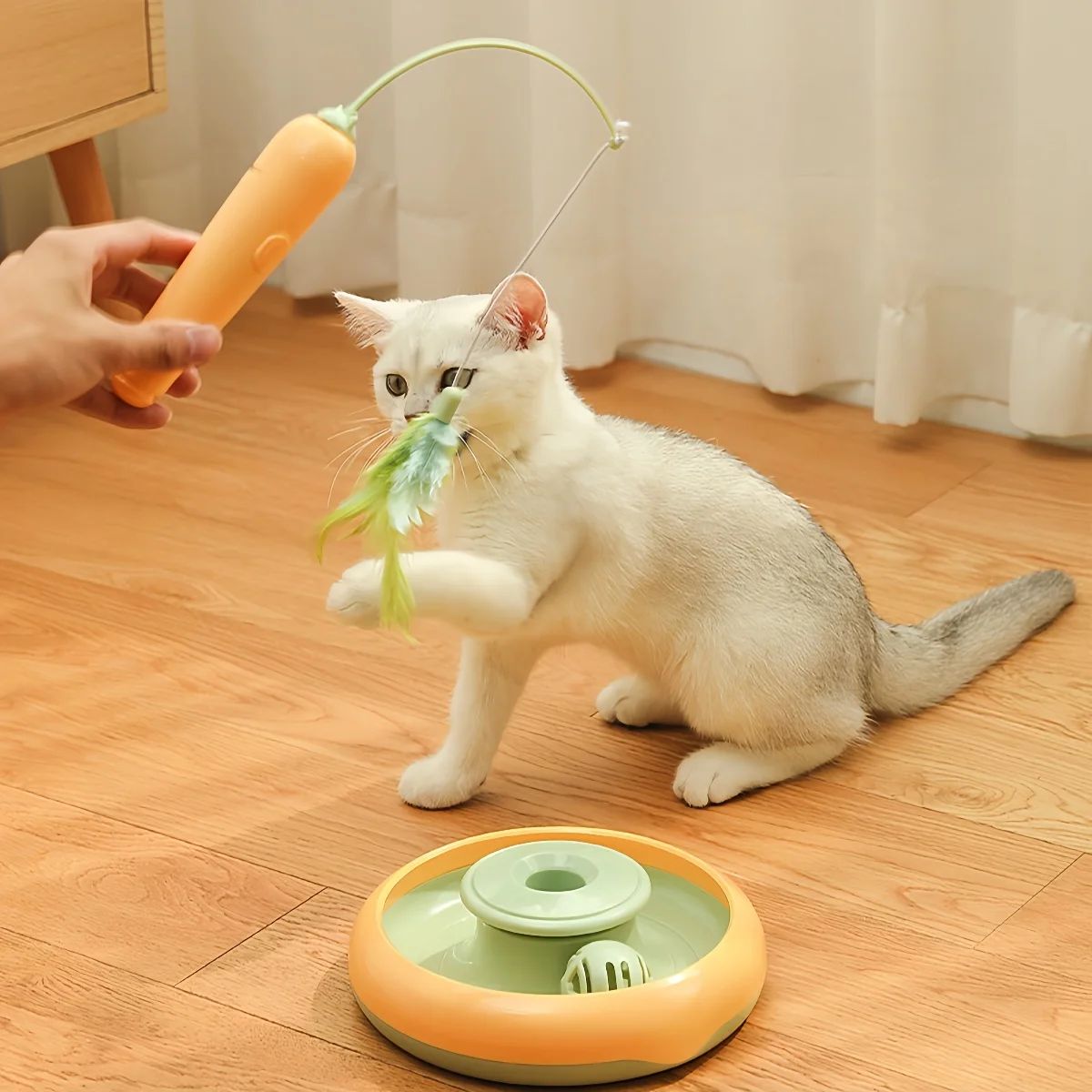 2 In 1 Pet Cat Toy With Feather