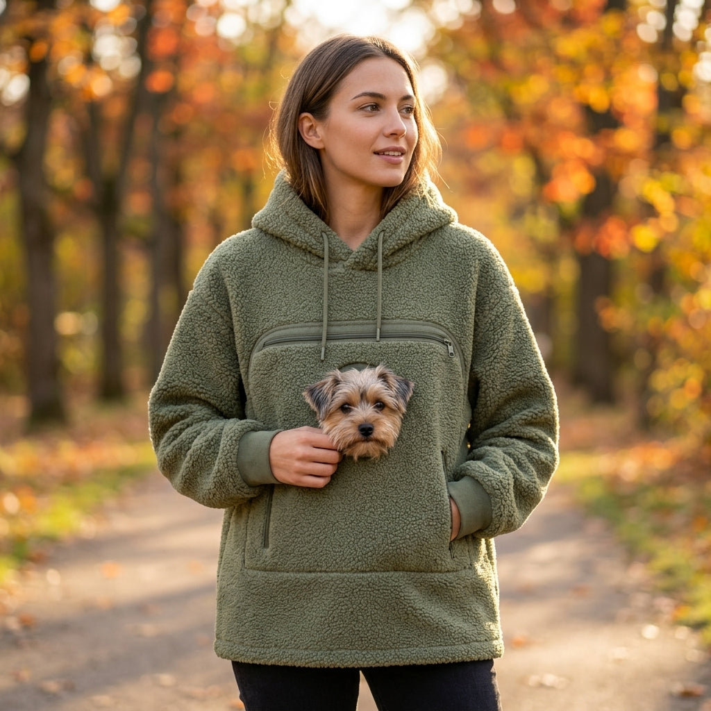 Pouch Hoodie for Dogs & Cats — Hands-Free Pet Carrier