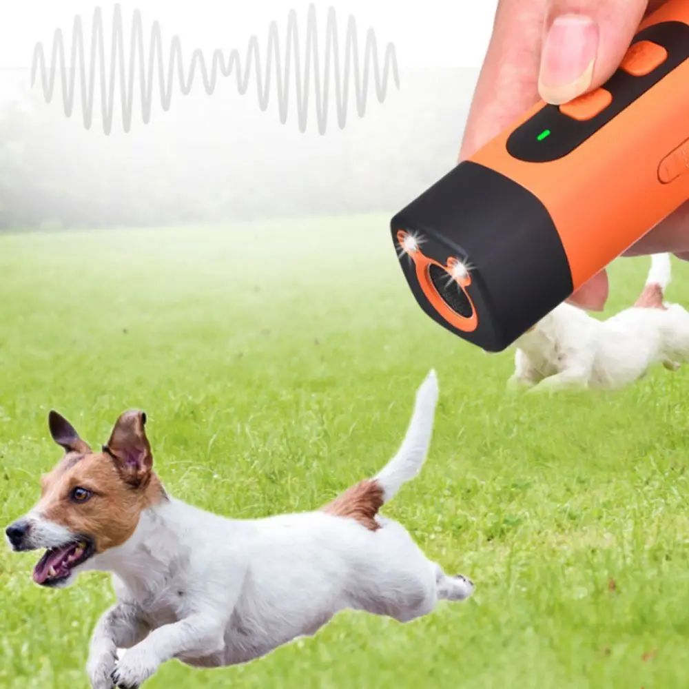 Rechargeable Ultrasonic Dog Repeller & Training Device with LED Flashlight