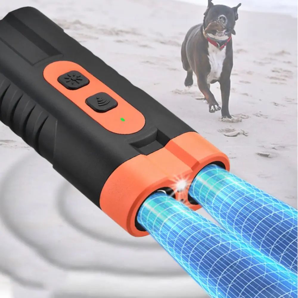Rechargeable Ultrasonic Dog Repeller & Training Device with LED Flashlight